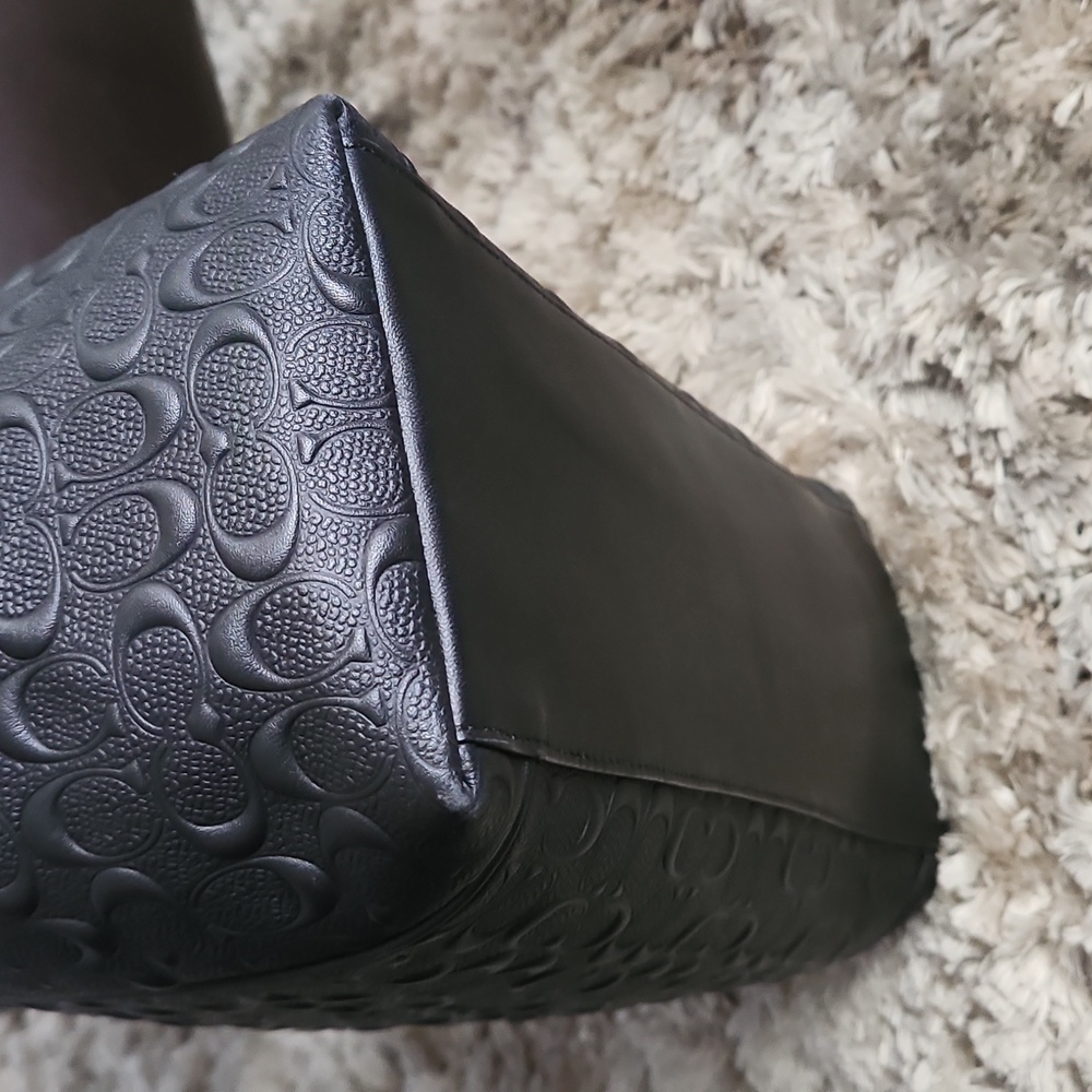 Coach Black and Gold Embossed Leather Tote - Picture 4 of 8